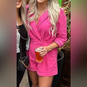 Pink corduroy romper